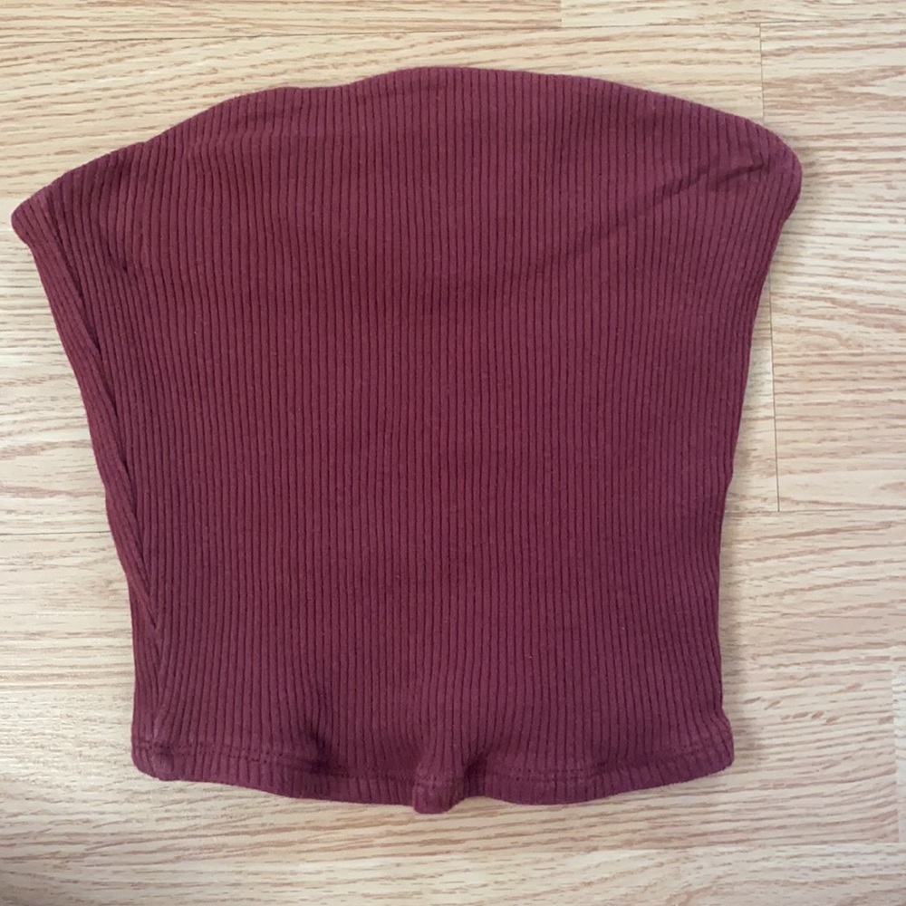 burgundy tube top